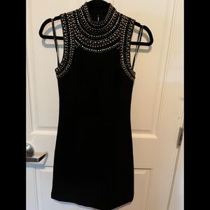 Forever New high neck studded dress, black dress with studs .